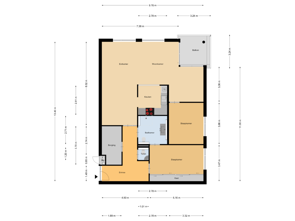 View floorplan of Appartement of Parklaan 3