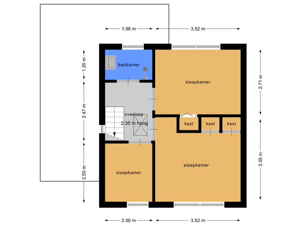 Bekijk plattegrond van Etage van Veldweg 17