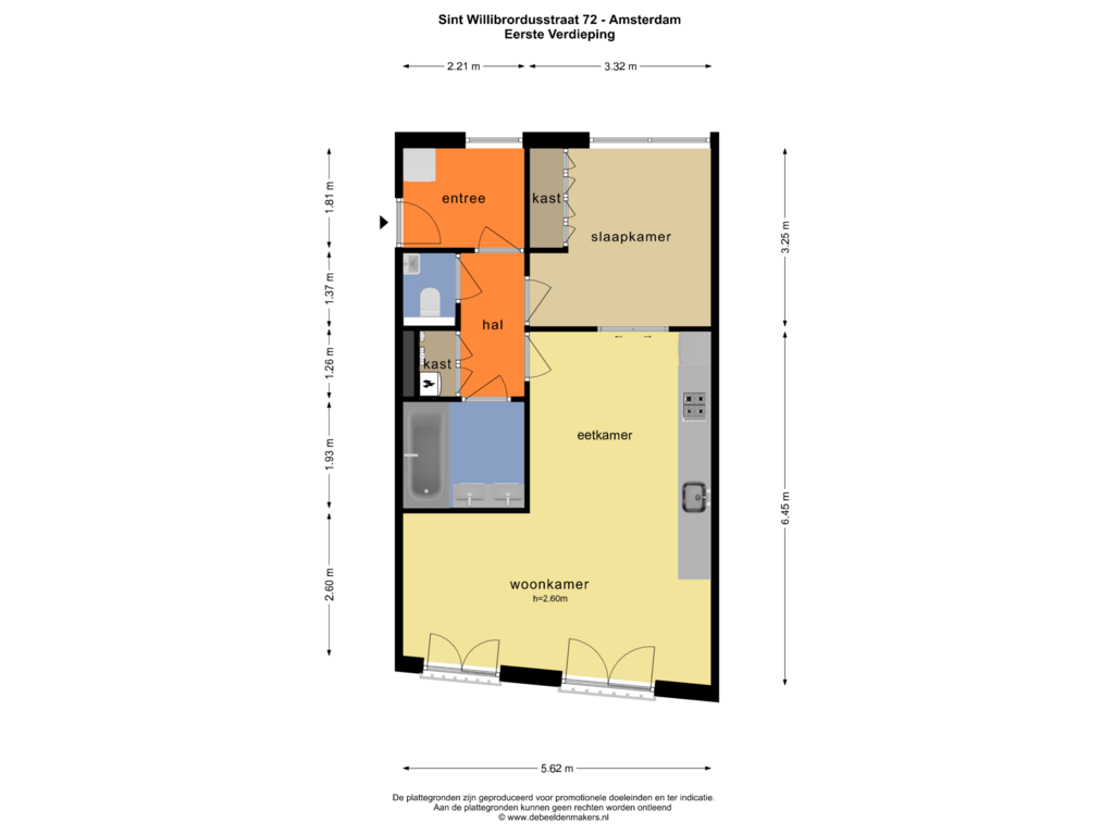 Bekijk plattegrond van EERSTE VERDIEPING van Sint Willibrordusstraat 72