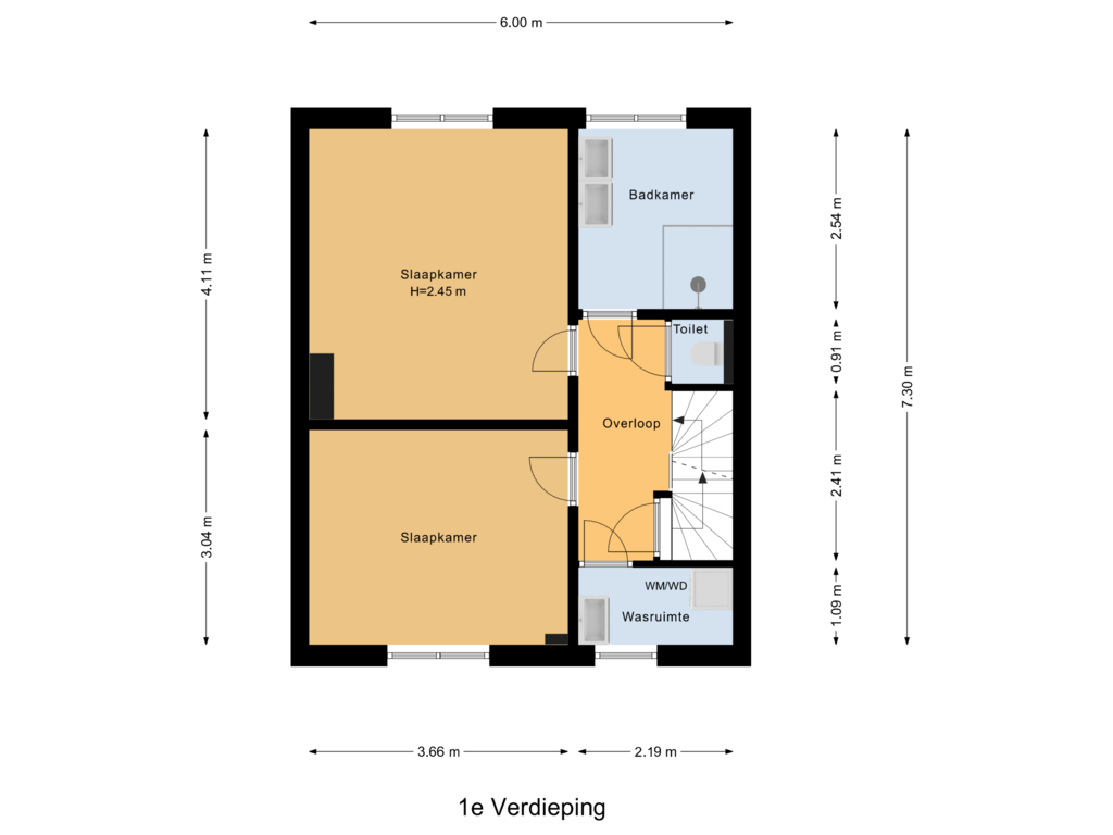 Bekijk plattegrond van 1e Verdieping van Brilliant Starstraat 61