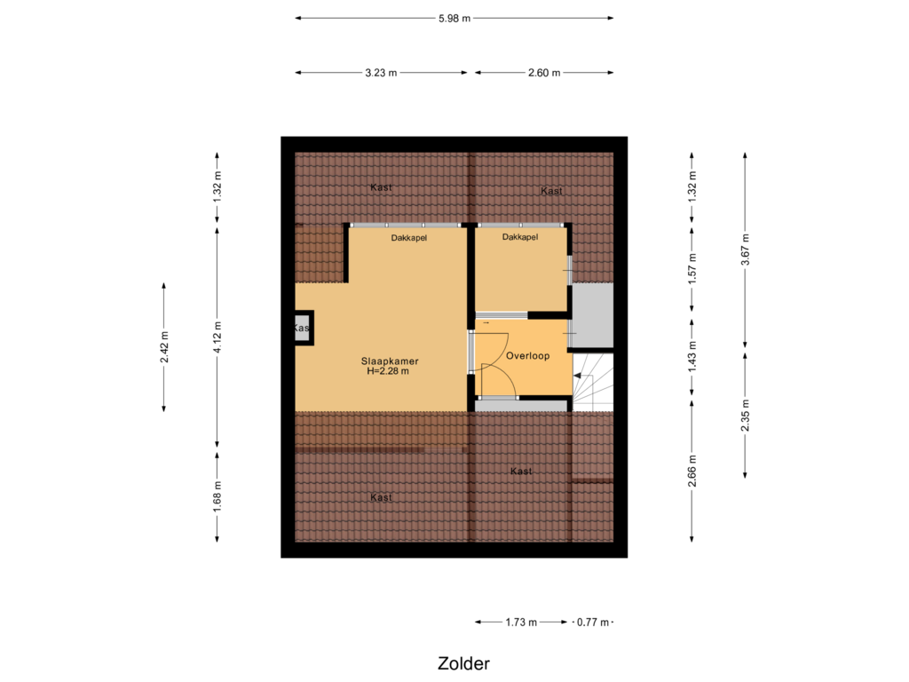 Bekijk plattegrond van Zolder van Brilliant Starstraat 61