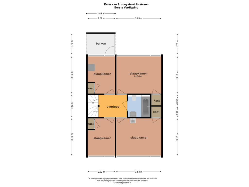 Bekijk plattegrond van Eerste Verdieping van Peter van Anrooystraat 6