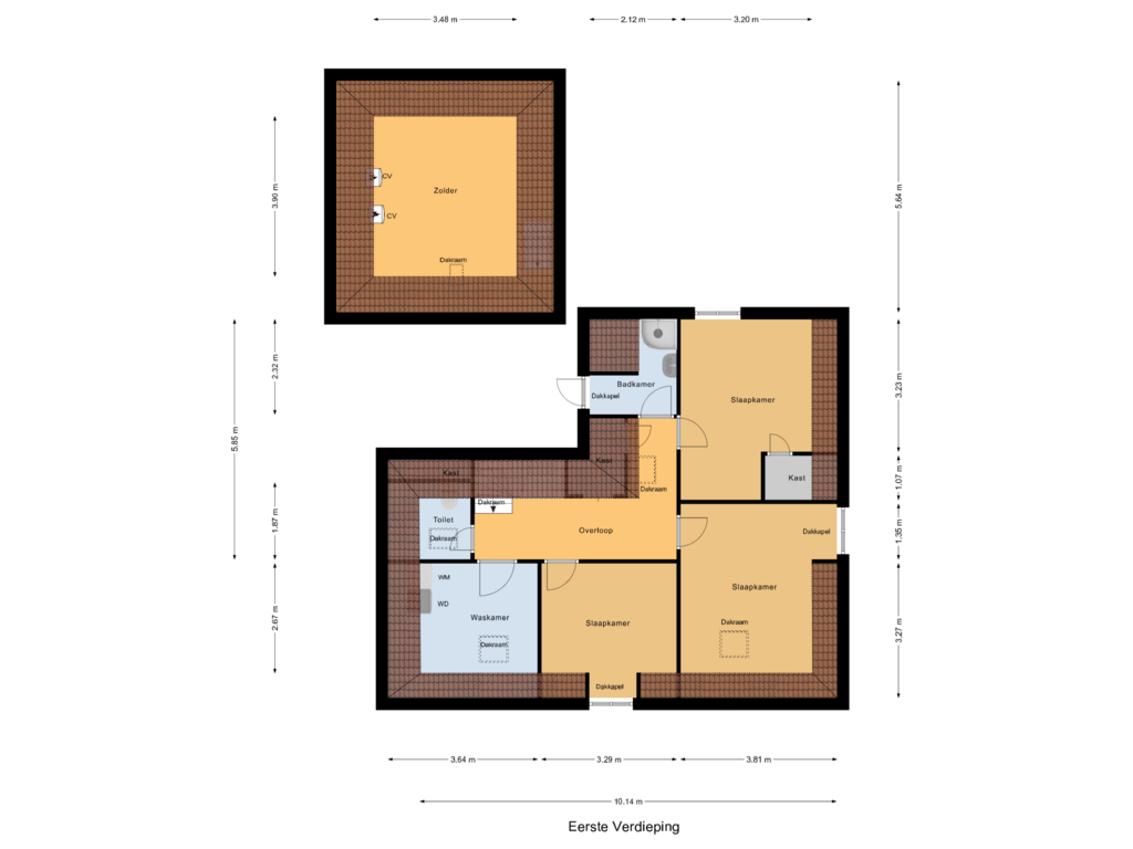 View floorplan of Eerste Verdieping of Burghseweg 45