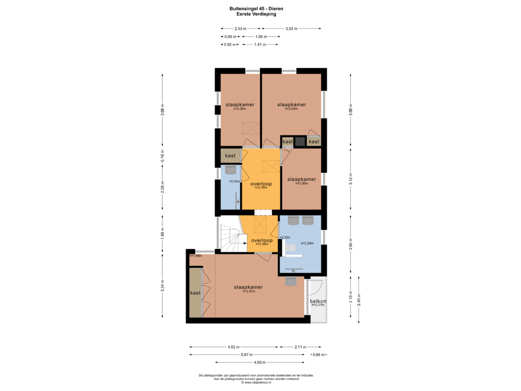 View floorplan of EERSTE VERDIEPING of Buitensingel 45-A