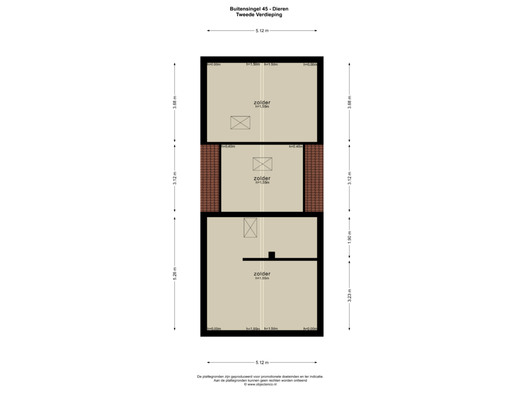 View floorplan of TWEEDE VERDIEPING of Buitensingel 45-A