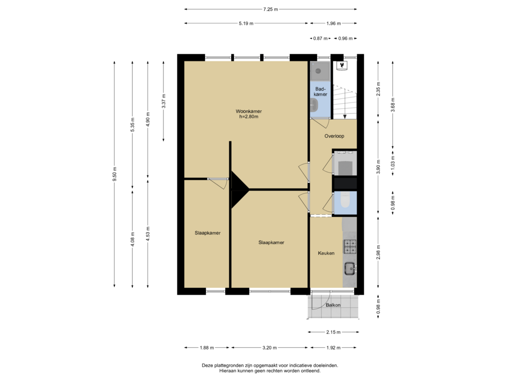 View floorplan of Verdieping 2 of Rhododendronstraat 70