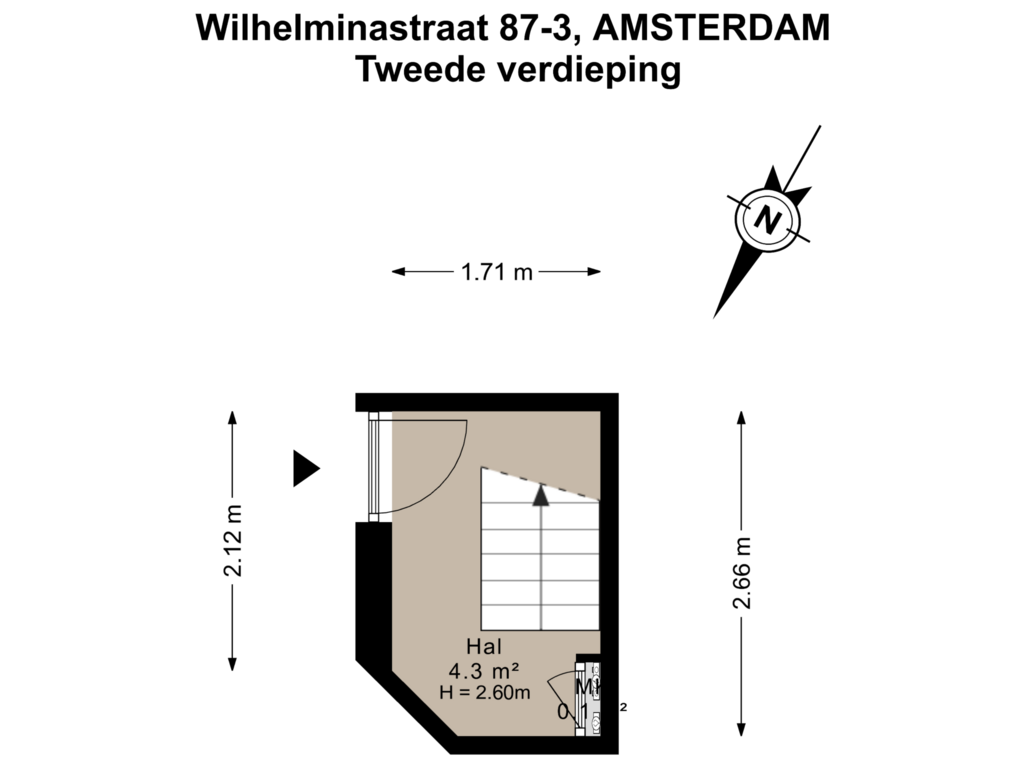 Bekijk plattegrond van Tweede verdieping van Wilhelminastraat 87-3