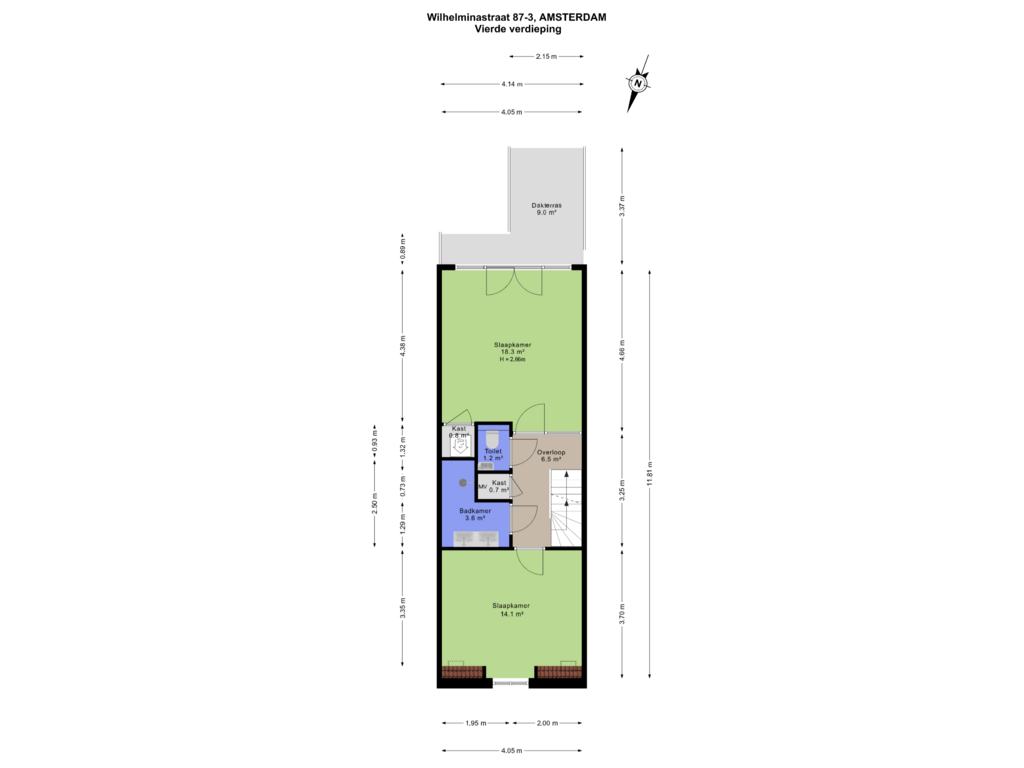 Bekijk plattegrond van Vierde verdieping van Wilhelminastraat 87-3