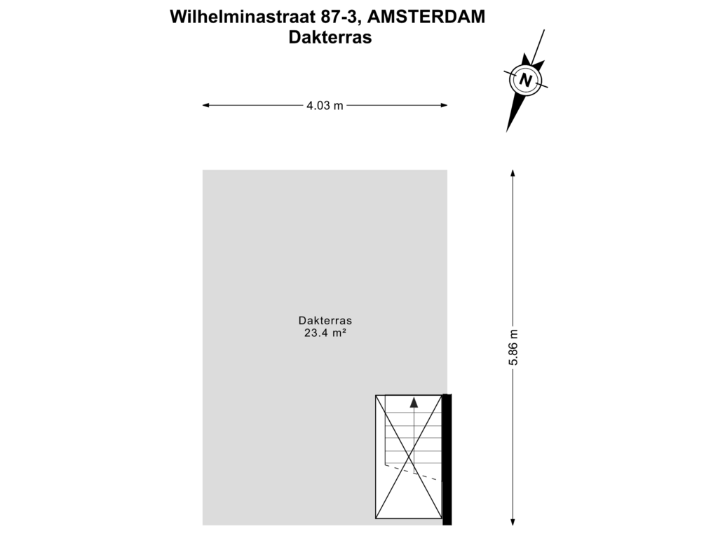 Bekijk plattegrond van Dakterras van Wilhelminastraat 87-3