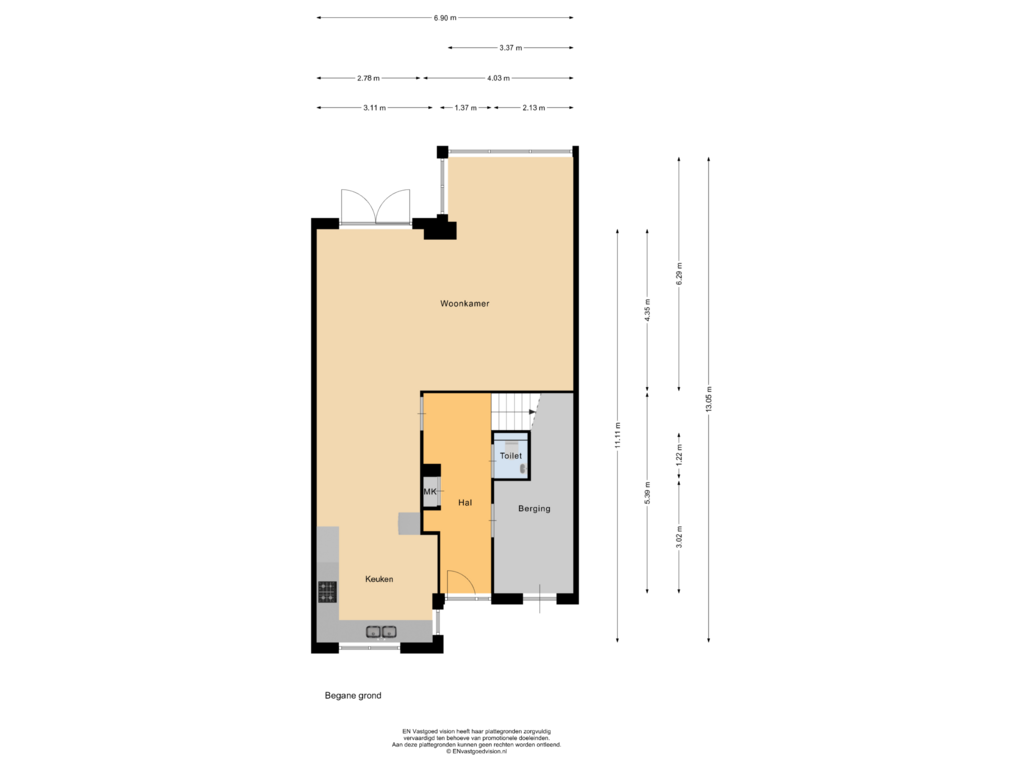 View floorplan of Begane grond of Ambachtslaan 23