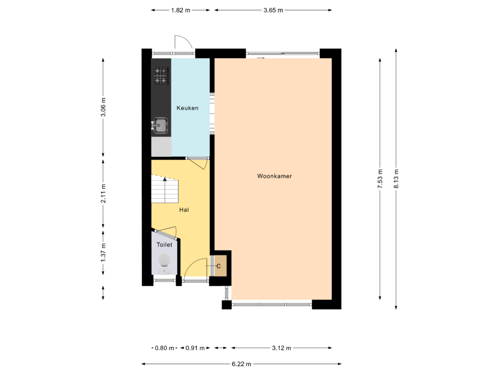 Bekijk plattegrond van Begane grond van Goudenregenlaan 22