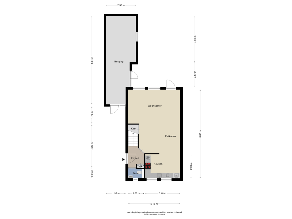 Bekijk plattegrond van Begane Grond van Nervalaan 95