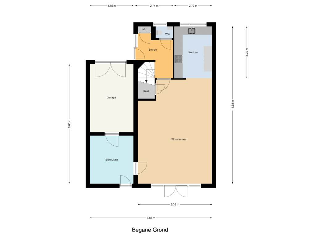 Bekijk plattegrond van Begane Grond van Reitensestraat 1