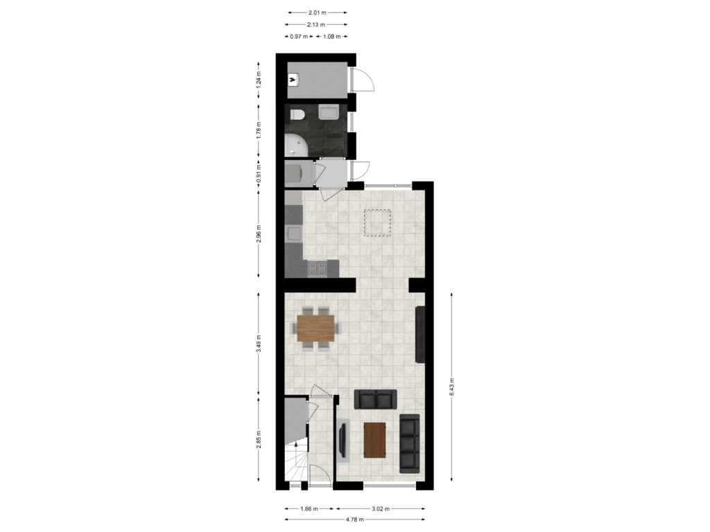 View floorplan of Begane grond of Pretoriastraat 24