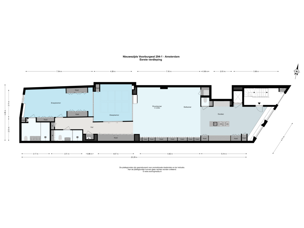 View floorplan of 1e_verd of Nieuwezijds Voorburgwal 294-1