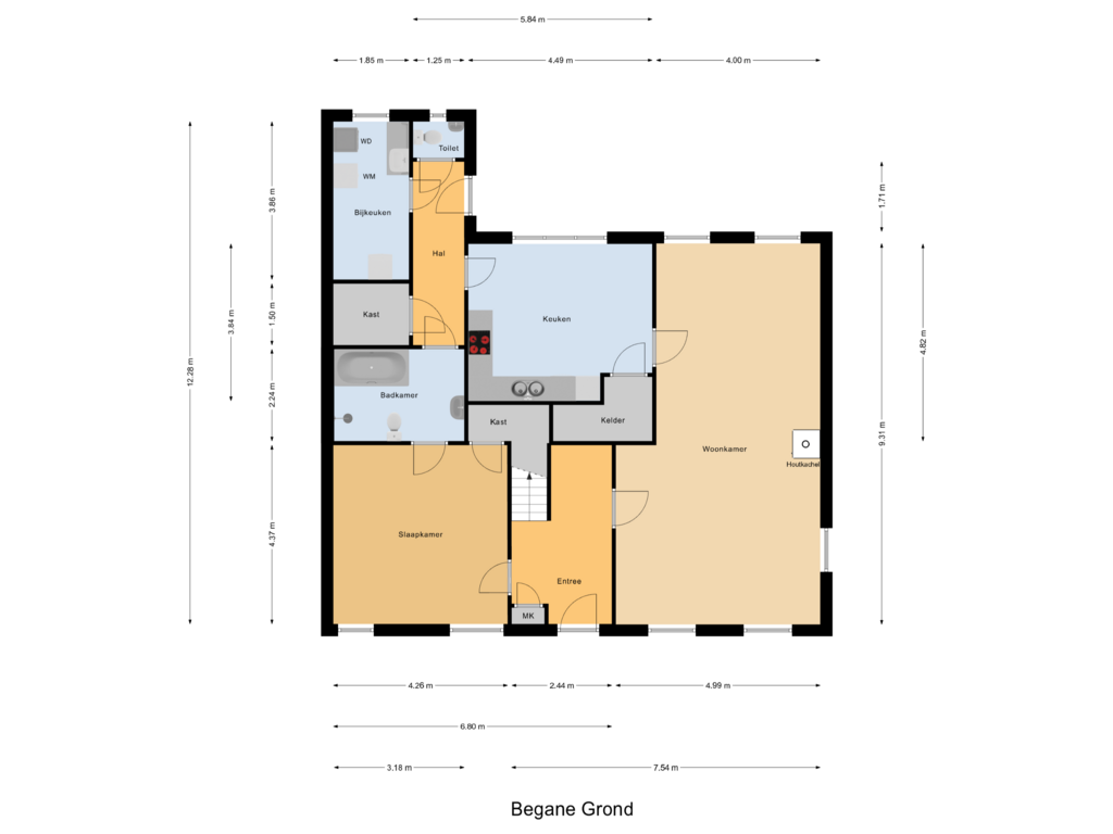 Bekijk plattegrond van Begane Grond van Hoogstraat 8