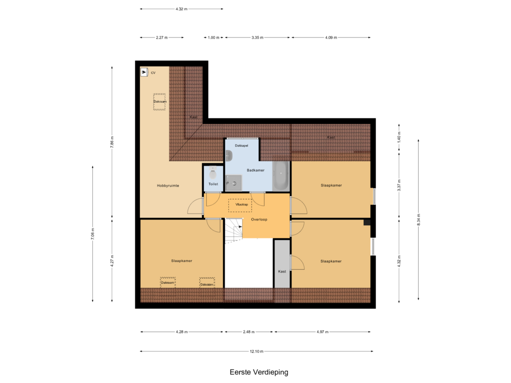 Bekijk plattegrond van Eerste Verdieping van Hoogstraat 8