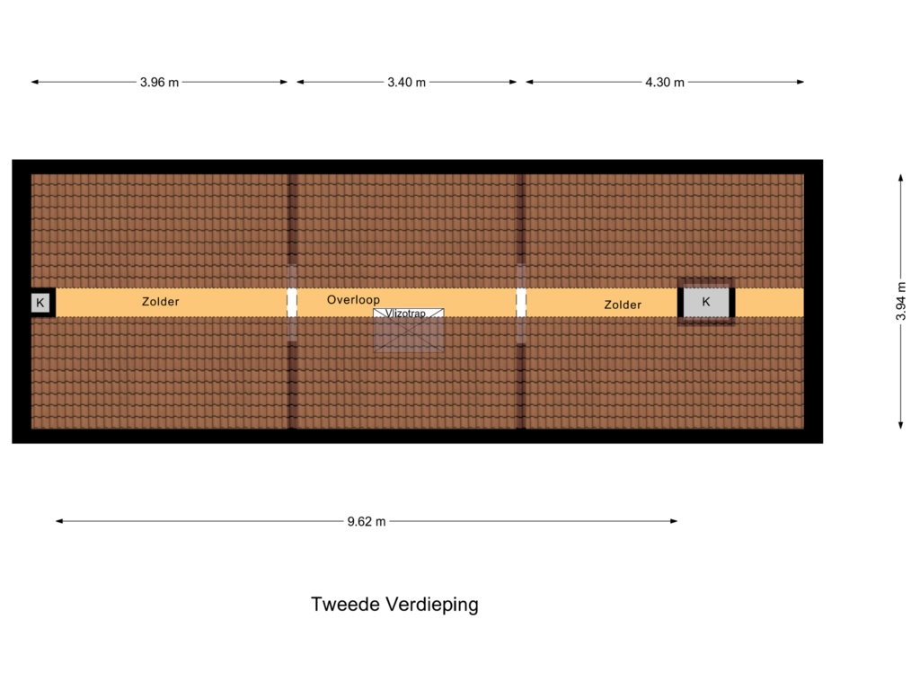 Bekijk plattegrond van Tweede Verdieping van Hoogstraat 8