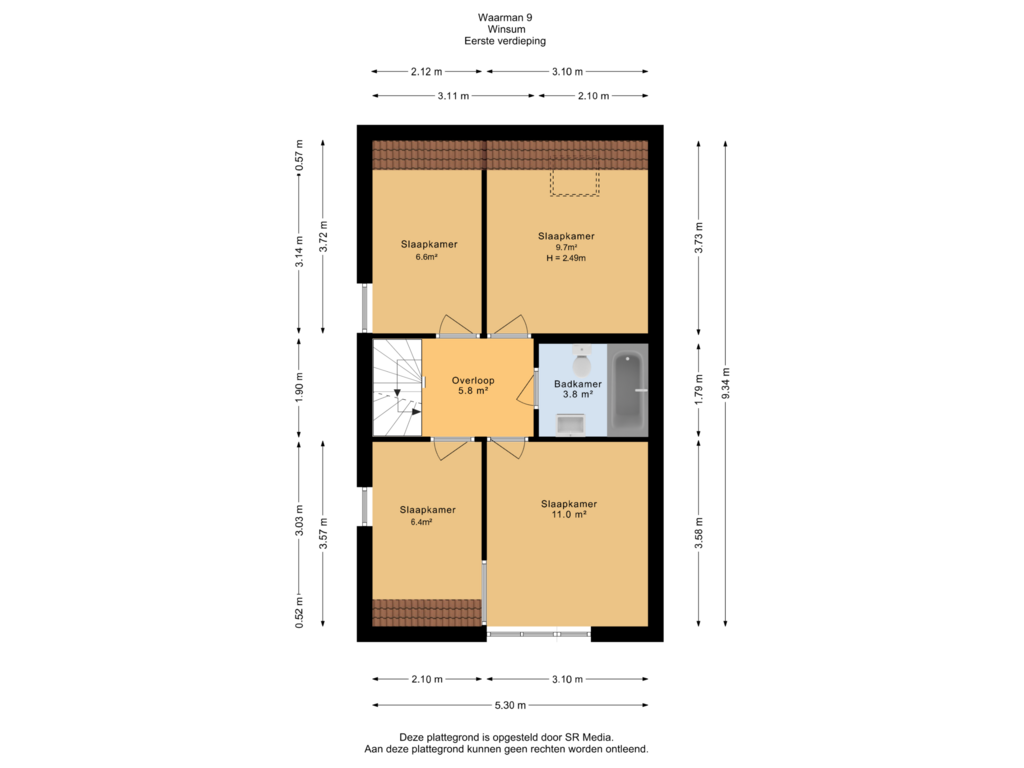 Bekijk plattegrond van Eerste verdieping van Waarman 9