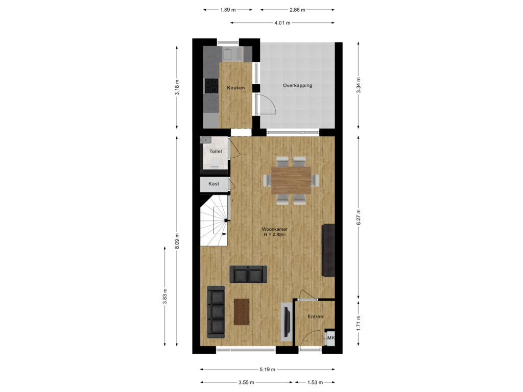 Bekijk plattegrond van Begane grond van Dilleveld 60