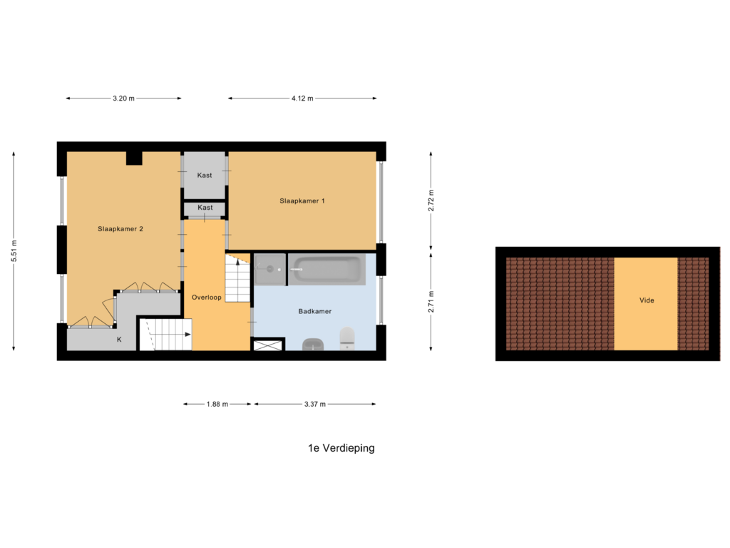 View floorplan of 1e Verdieping of Horndijk 11