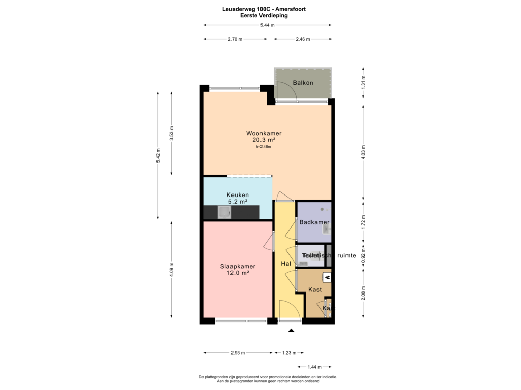 View floorplan of EERSTE VERDIEPING of Leusderweg 100-C