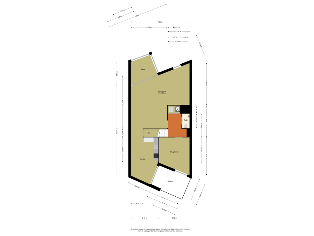 Bekijk plattegrond van Tweede verdieping van Emile Hullebroeckstraat 89