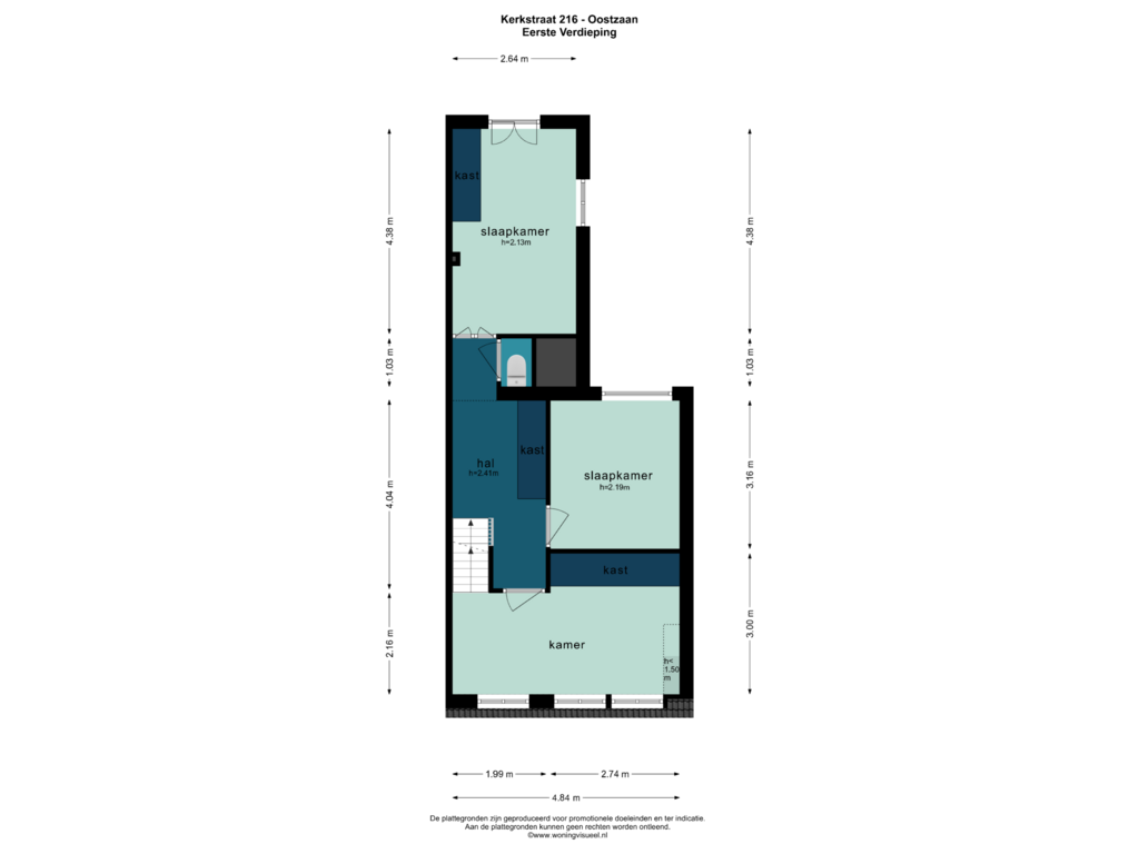 Bekijk plattegrond van EERSTE VERDIEPING van Kerkstraat 216