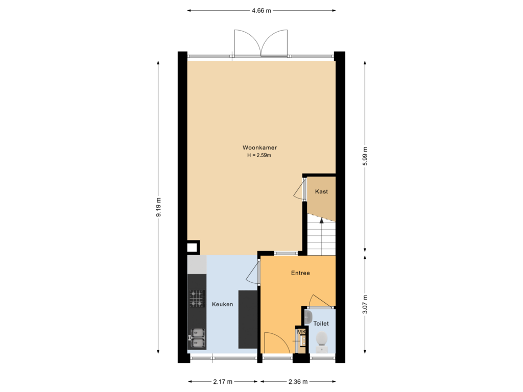 Bekijk plattegrond van Begane grond van Slinge 6