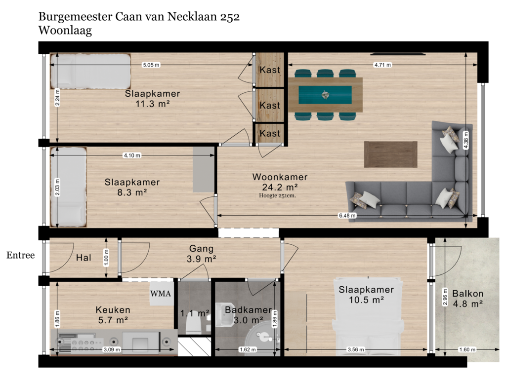 View floorplan of Woonlaag of Burgemeester Caan van Necklaan 252