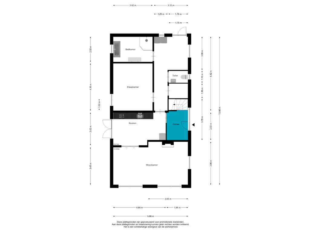 View floorplan of Begane Grond of Raadhuisstraat 22