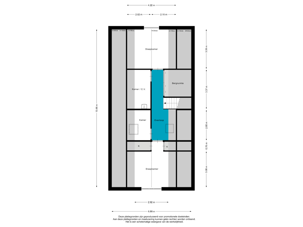 View floorplan of 1e Verdieping of Raadhuisstraat 22