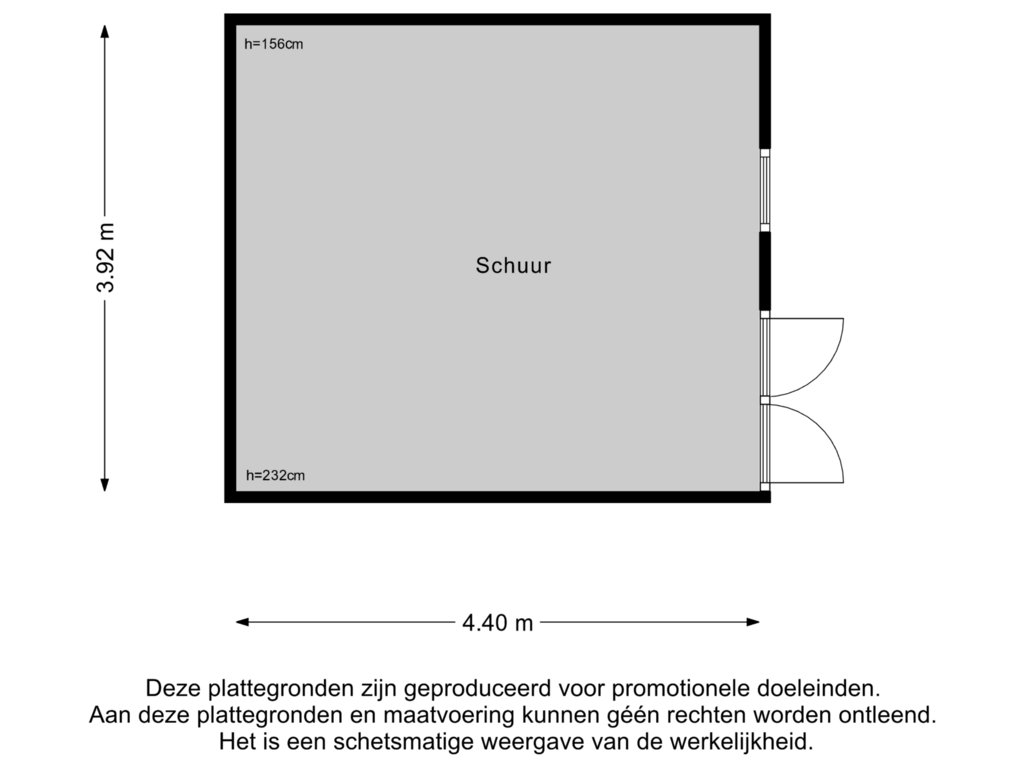 View floorplan of Schuur of Raadhuisstraat 22