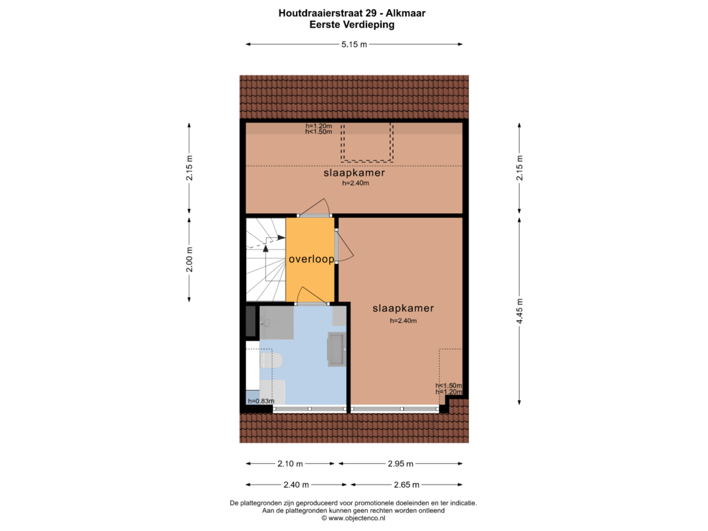 Bekijk plattegrond van EERSTE VERDIEPING van Houtdraaierstraat 29