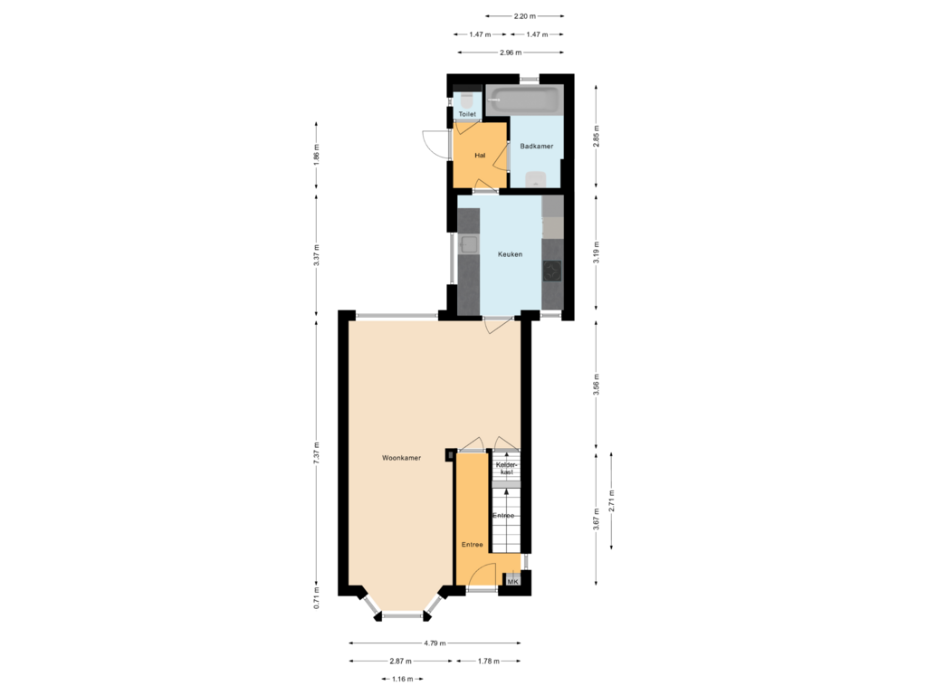 Bekijk plattegrond van Begane grond van Hulst 17