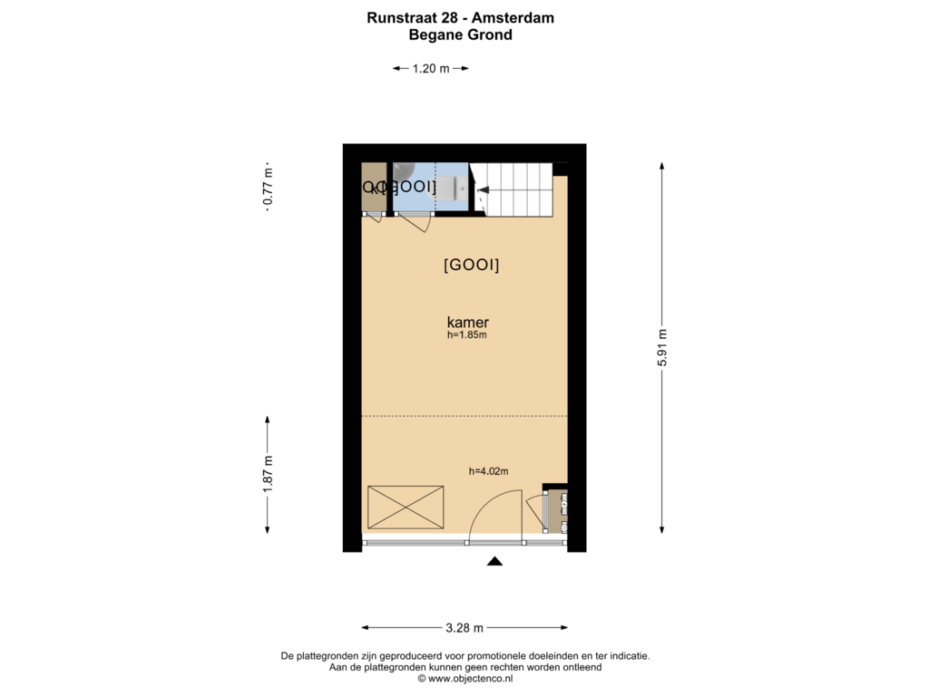 Bekijk plattegrond van BEGANE GROND van Runstraat 28