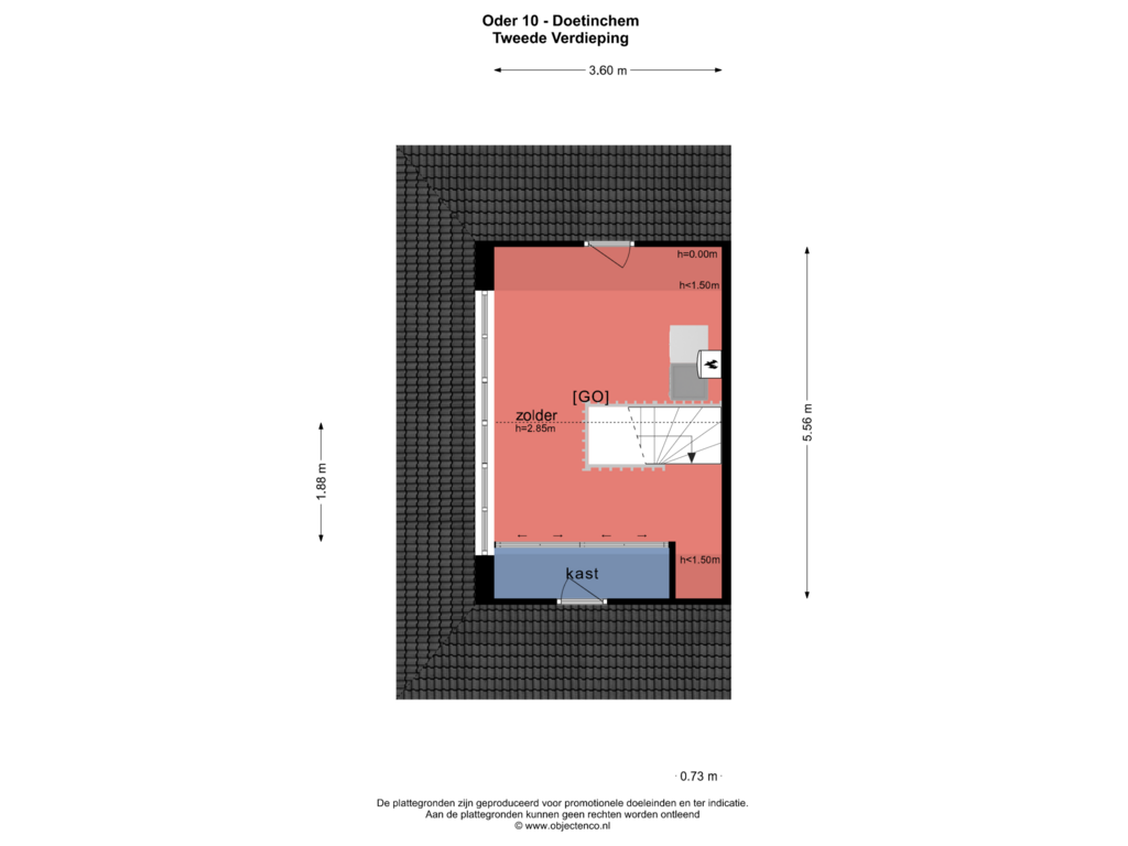 View floorplan of TWEEDE VERDIEPING of Oder 10