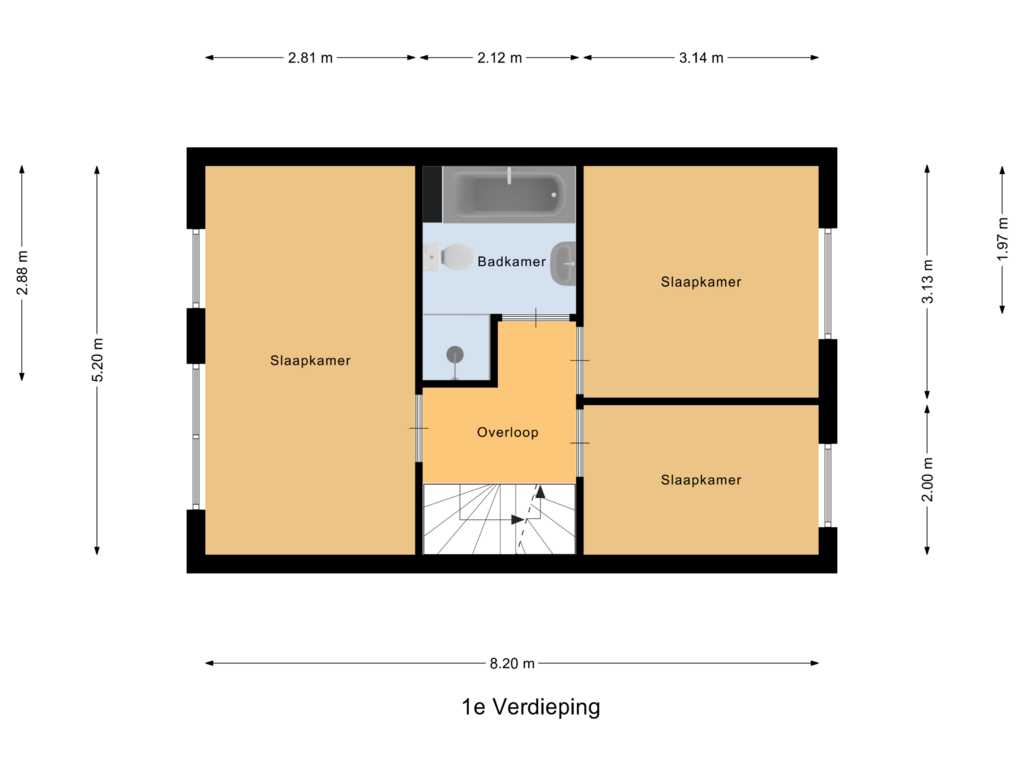 Bekijk plattegrond van 1e Verdieping van Trommelstraat 2