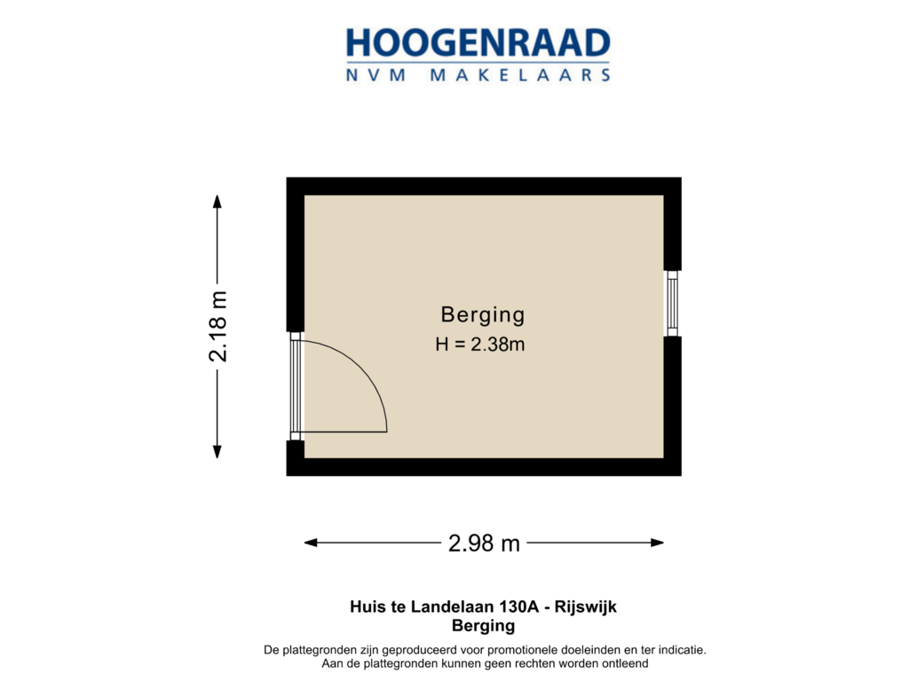 View floorplan of Berging of Huis te Landelaan 130-A