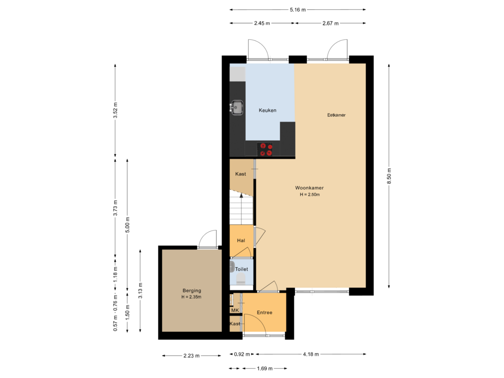 Bekijk plattegrond van Begane grond van Bosgouw 3