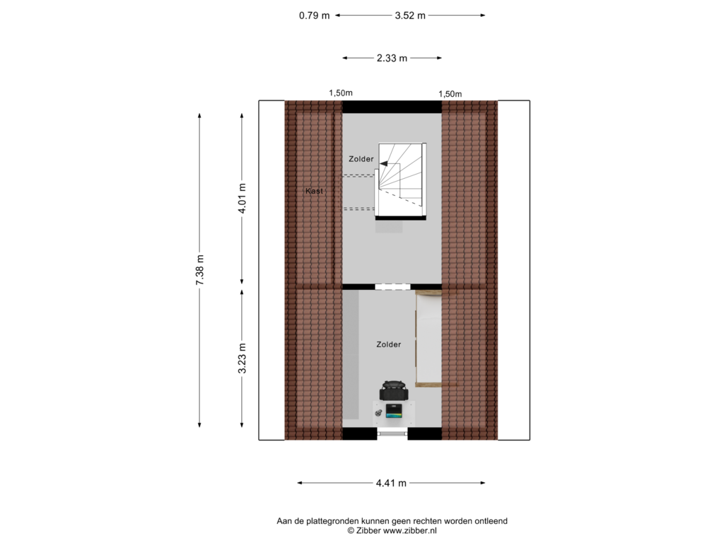 View floorplan of Zolder of Constantijnstraat 11