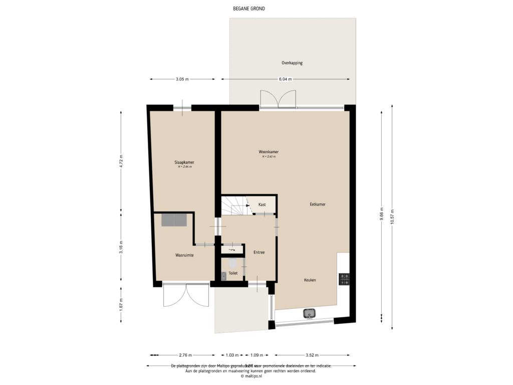 View floorplan of Begane grond of Grasakker 22