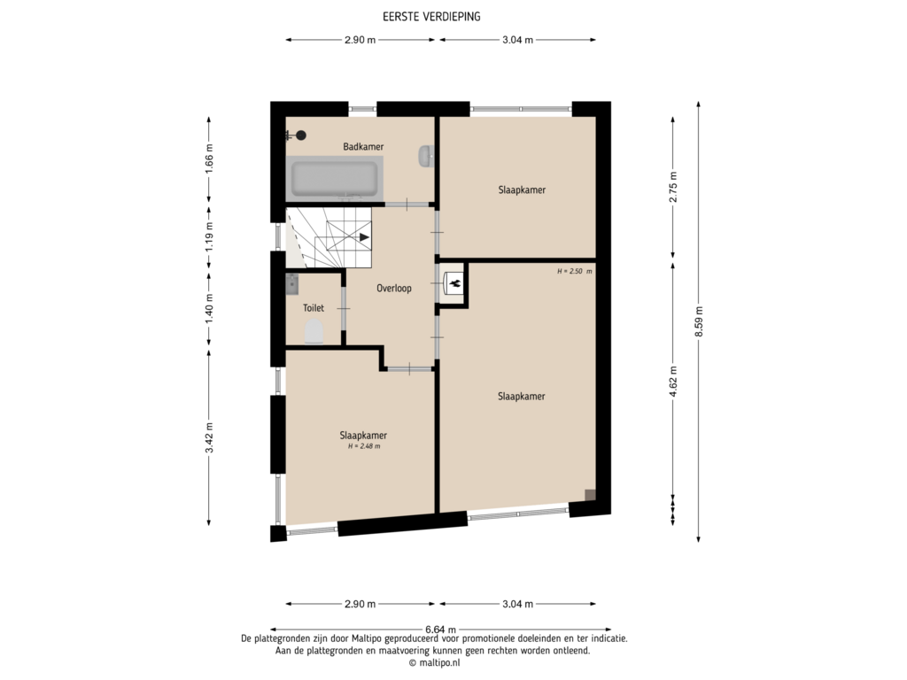 View floorplan of Eerste verdieping of Grasakker 22