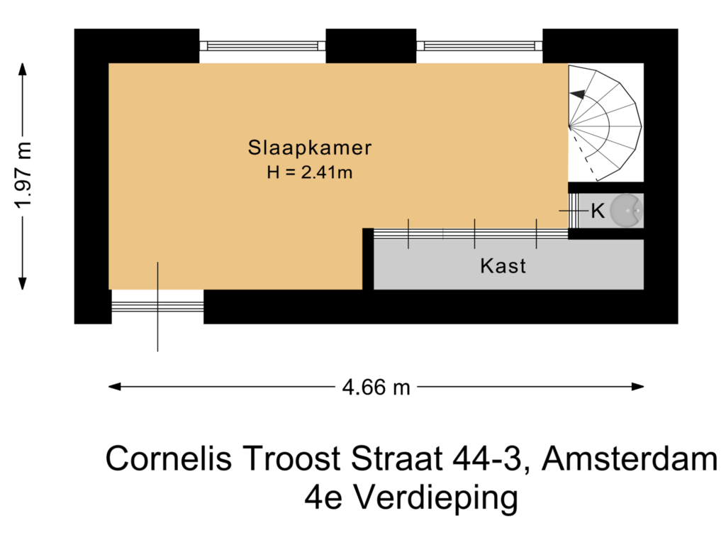 Bekijk plattegrond van 4e Verdieping van Cornelis Trooststraat 44-3