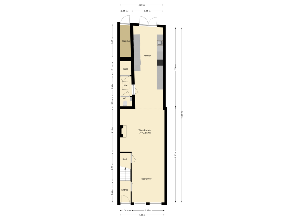 Bekijk plattegrond van begane grond van Maarland Zuidzijde 11