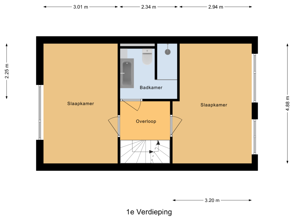 Bekijk plattegrond van 1e Verdieping van Brederostraat 22