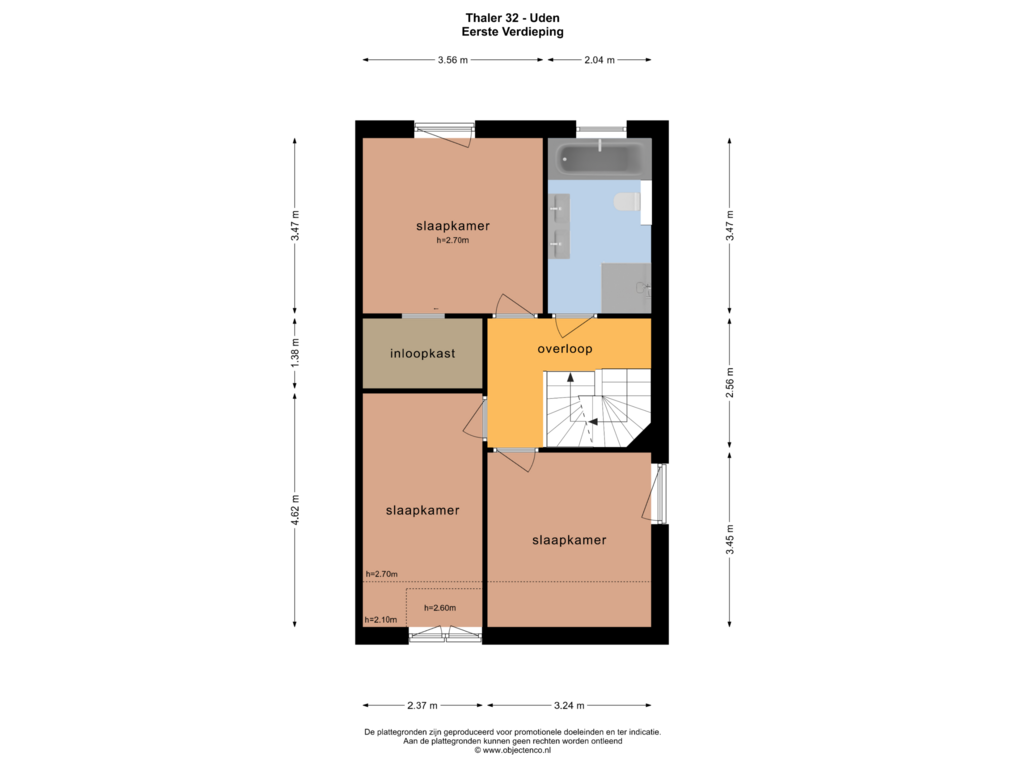 Bekijk plattegrond van Eerste Verdieping van Thaler 32