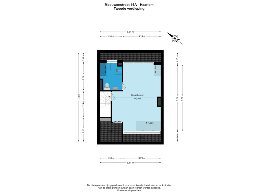 Bekijk plattegrond van 2e_verd van Meeuwenstraat 16-A