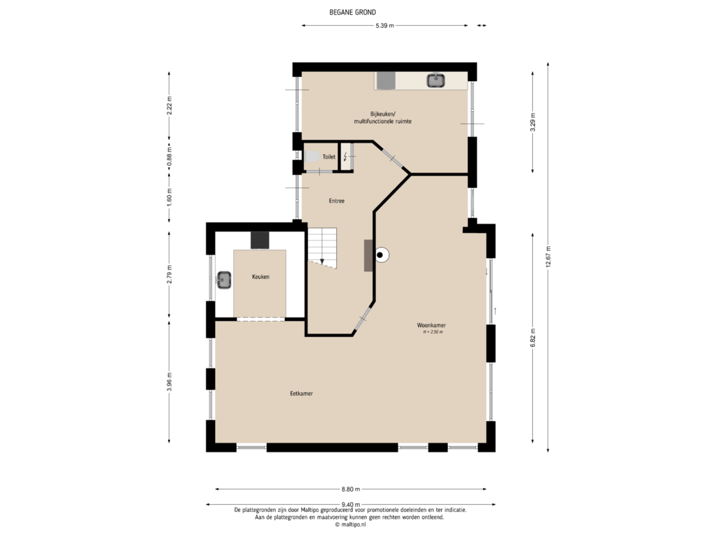 Bekijk plattegrond van Begane grond van Papekamp 13