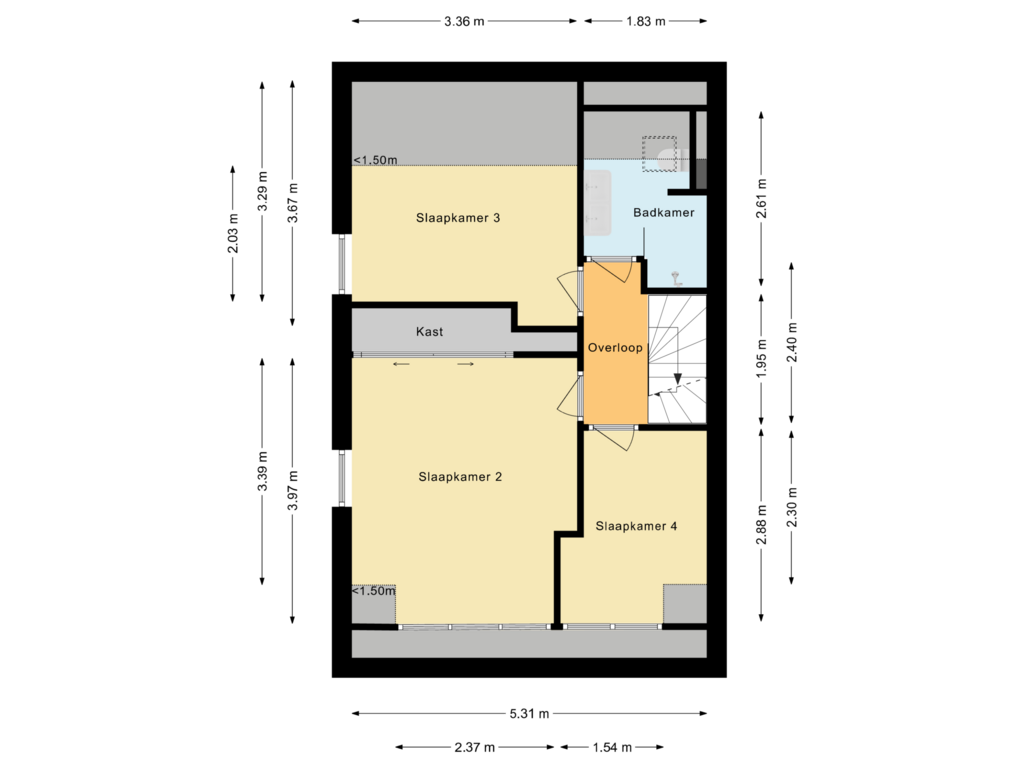 Bekijk plattegrond van Eerste Verdieping van De Wrongel 24